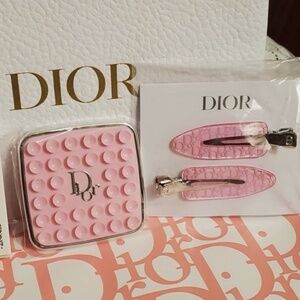 Dior Pink Hair Clips & Dior Pink Octobuddy Suction Phone Accessory Set NEW BNIB